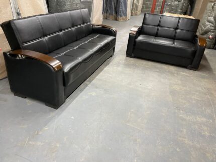 Black Leather Turkish Sofa Bed