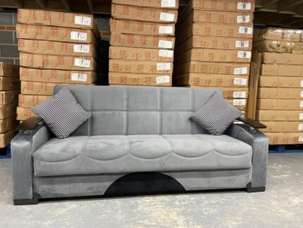 Grey D-Arm Turkish Sofa Bed