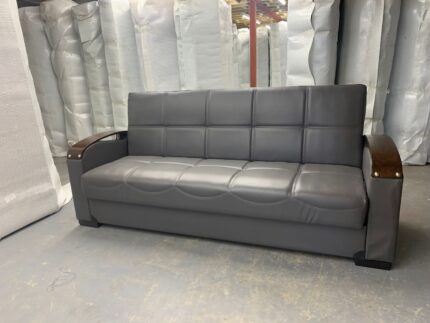 Grey Leather Turkish Sofa Bed